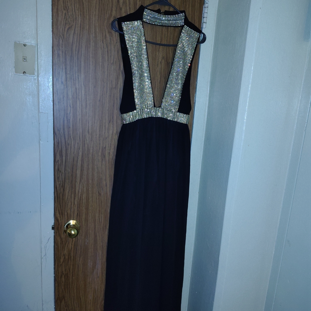 Fashion Nova Black Dress with Silver Detailing